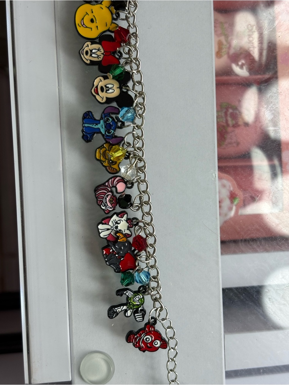 Source Unknown Multicolor Enamel Charm Bracelet with Crystal Beads